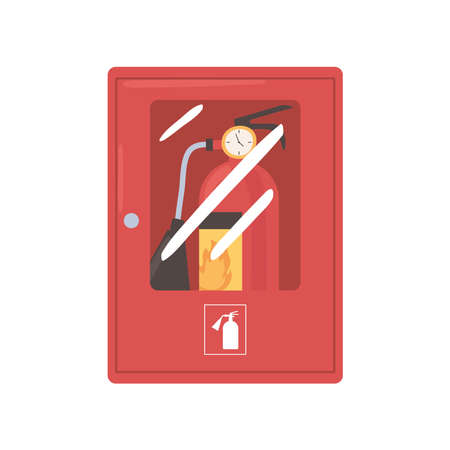 fire extinguisher in cabinetのイラスト素材