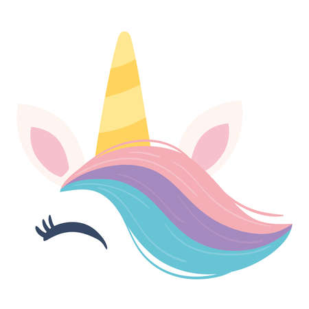 unicorn face and hornのイラスト素材