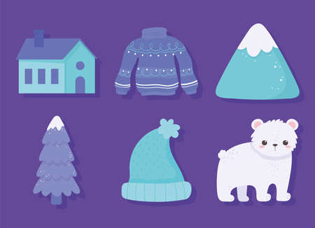 winter season iconsのイラスト素材