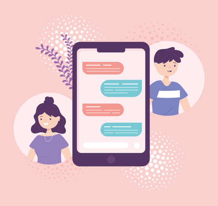 smartphone chat messagesのイラスト素材