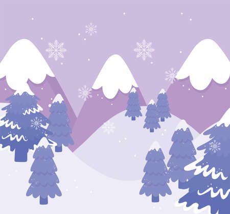 winter snow landscapeのイラスト素材