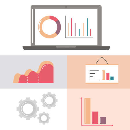 set business analysis graphのイラスト素材
