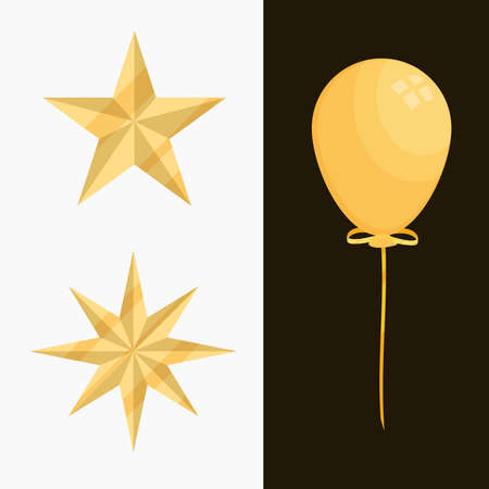 set golden party decorationのイラスト素材