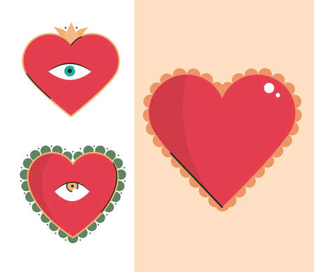set icons heartsのイラスト素材