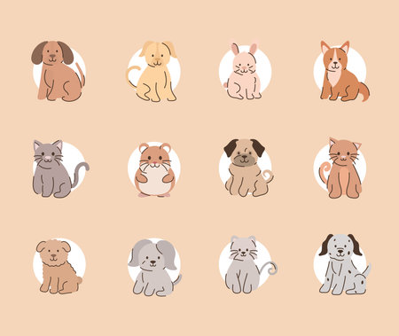 set of pets animalsのイラスト素材
