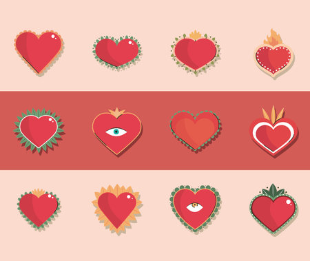 icons of heartsのイラスト素材