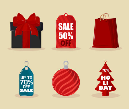 christmas sale iconsのイラスト素材