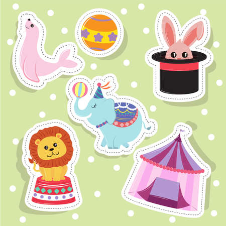 circus stickers iconsのイラスト素材