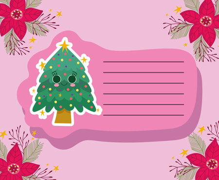 christmas tree cute cardのイラスト素材