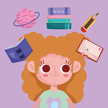 girl read bookのイラスト素材