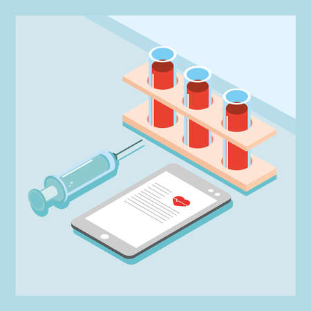 flasks and medical syringeのイラスト素材