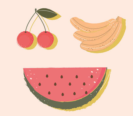 set fresh fruitsのイラスト素材