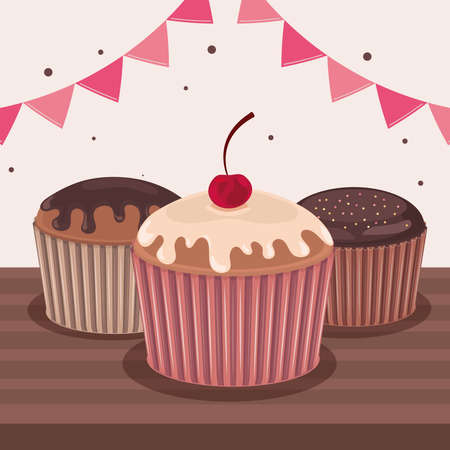 party cupcakes dessertのイラスト素材