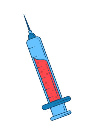 medical syringe with bloodのイラスト素材