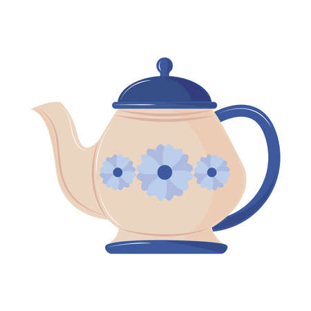 floral ceramic teapotのイラスト素材
