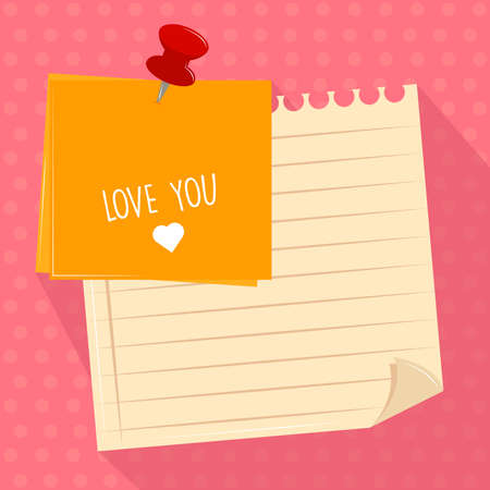 torn paper love noteのイラスト素材