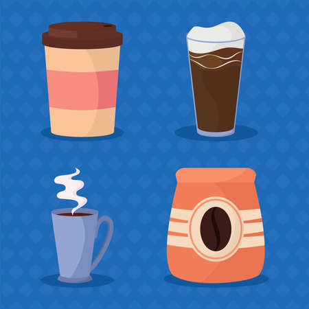 set coffee productのイラスト素材
