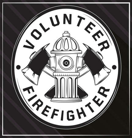 volunteer firefighter labelのイラスト素材