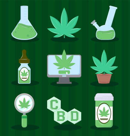 icons medical cannabis usesのイラスト素材
