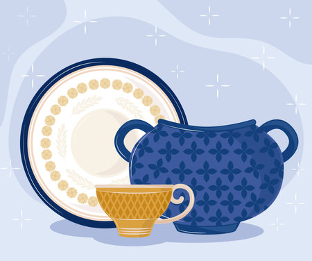 kitchen dish and cupのイラスト素材