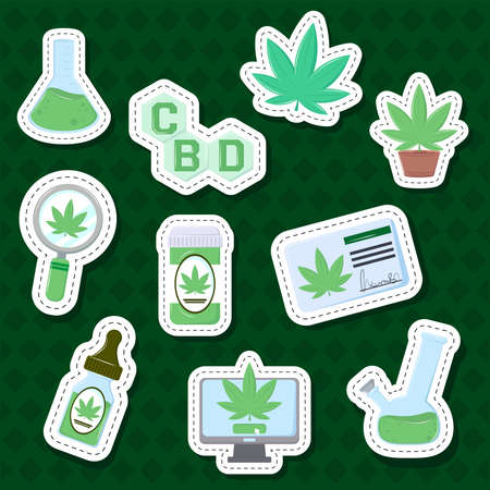 stickers medical cannabisのイラスト素材