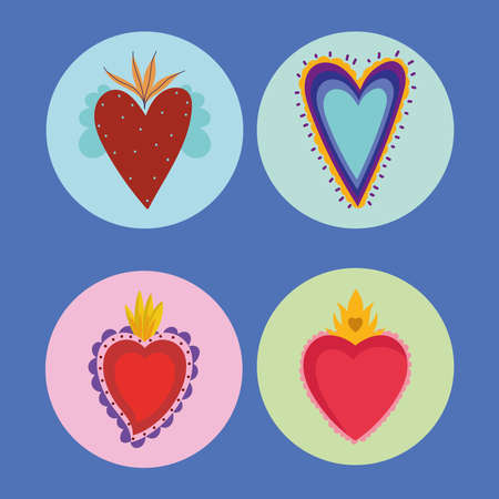 hearts romance iconsのイラスト素材