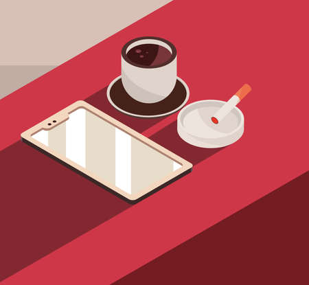 coffee cigar and phoneのイラスト素材
