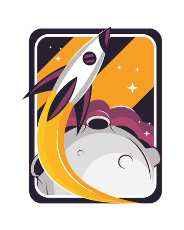 space rocket and moonのイラスト素材