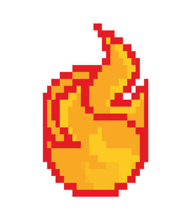 fire flame pixel iconのイラスト素材