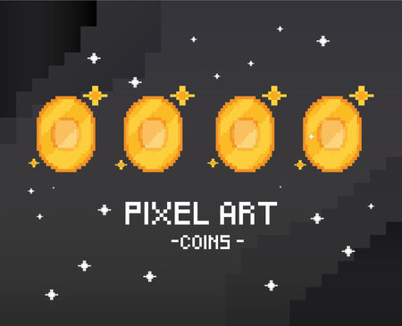 pixel art coinsのイラスト素材