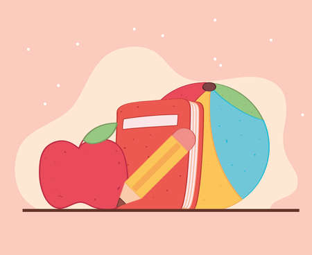 school book and suppliesのイラスト素材