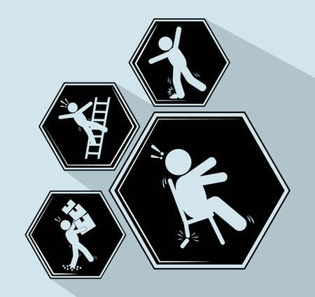 set, potential accidents signsのイラスト素材