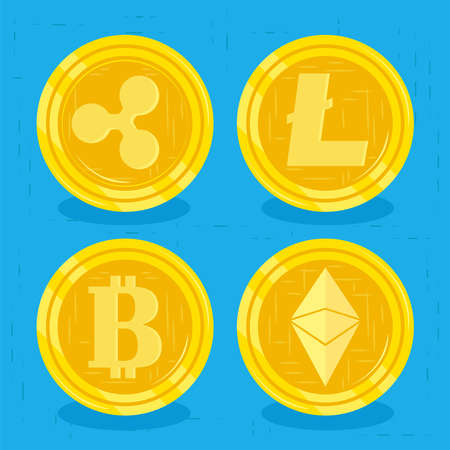 cryptocurrency icons setのイラスト素材