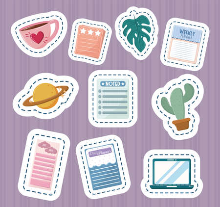 weekly planner daily pagesのイラスト素材