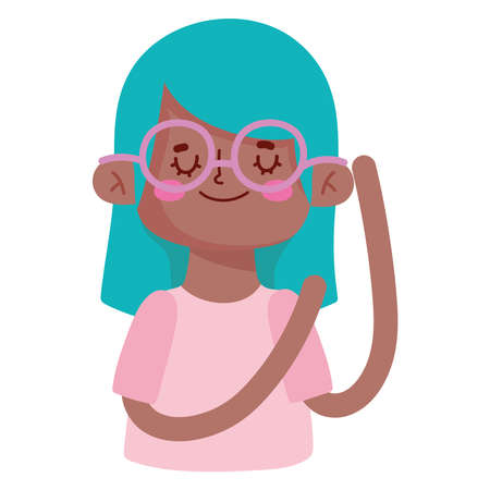 girl wearing eyeglassesのイラスト素材