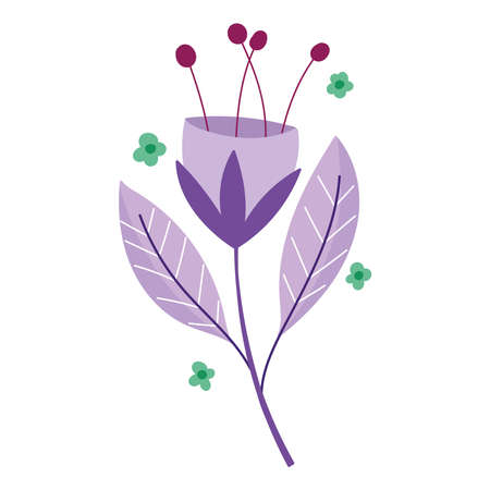 purple flower and leafのイラスト素材