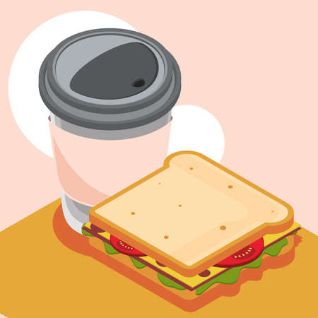 sandwich and takeaway cupのイラスト素材