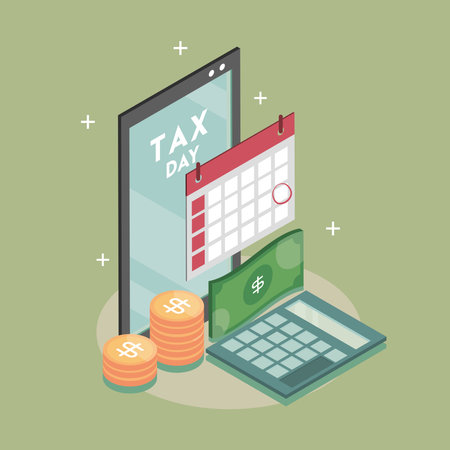 online tax payment, isometricのイラスト素材