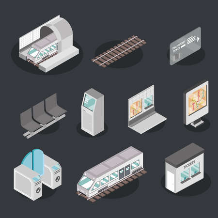 subway train icons collectionのイラスト素材