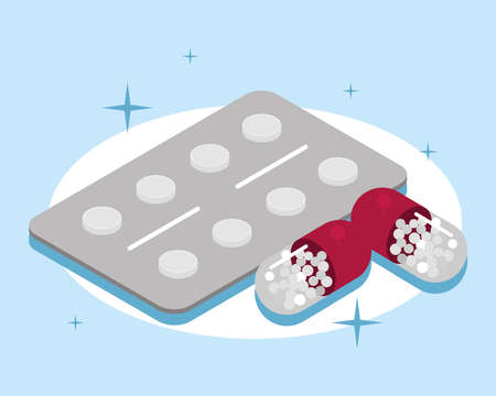 pharmacy medicaments isometricのイラスト素材