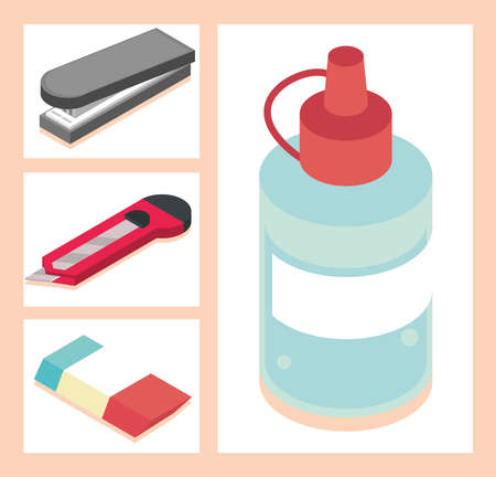 stationery accessories iconsのイラスト素材