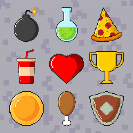set pixel artのイラスト素材