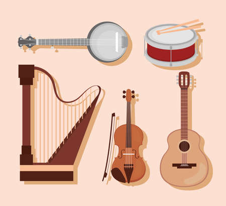 icons music instrumentsのイラスト素材