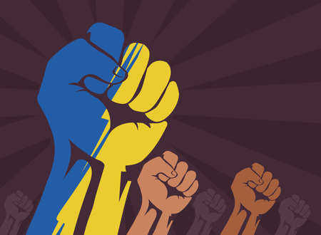 raising hands as ukraine supportのイラスト素材