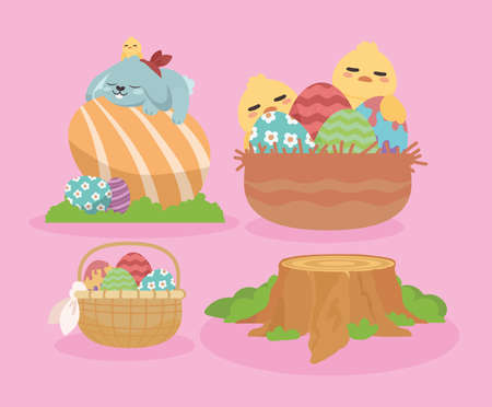 easter party iconsのイラスト素材