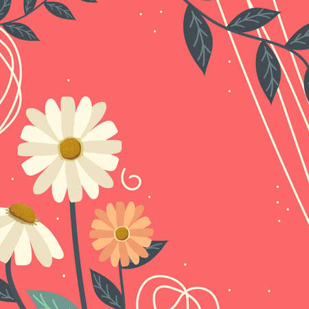 flowers and leaves layoutのイラスト素材