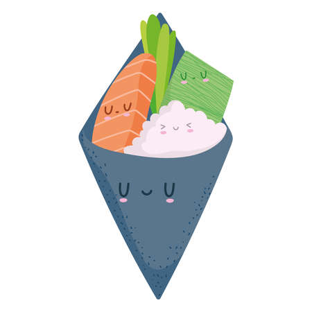sushi kawaii in seaweedのイラスト素材