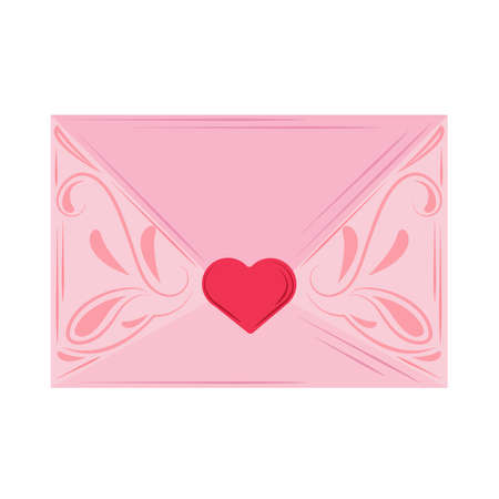 pink envelope letterのイラスト素材