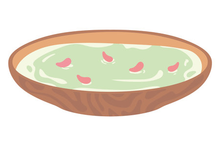 bowl with petals and waterのイラスト素材