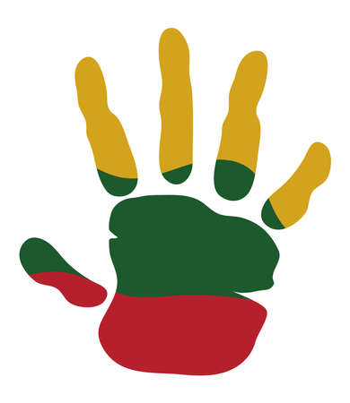 colored hand print africa flagのイラスト素材